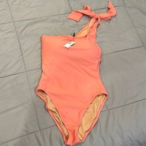 Brand new with tags J.Crew Bow One shoulder one piece bathing suit